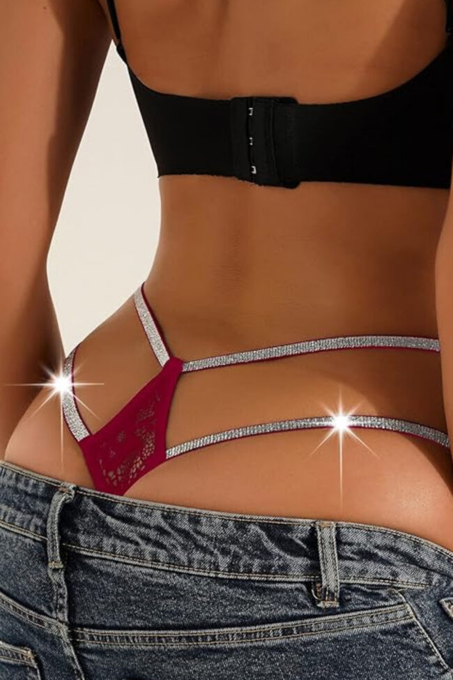 Fantezi İç Çamaşırı Külot String Trend Model Dantelli Kurdaleli Yazılı XS S M L XL - Görsel 4