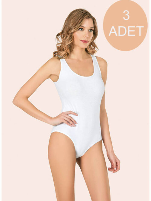 Çıtçıtlı Kalın Askılı Likralı Yumuşacık İp Askılı Kadın Atlet Zıbın Beyaz 3 Adet